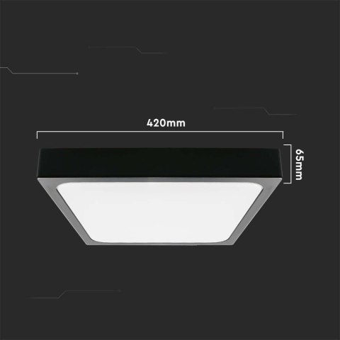 Plafon V-TAC 30W LED Kwadrat IP44 42x42cm Czarny VT-8630B-SQ 3000K 3000lm