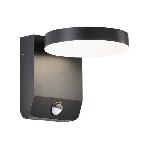 Projektor Oprawa Elewacyjna V-TAC 17W LED Czujnik Ruchu Okrągła Czarna IP65 VT-11020S 3000K 2520lm