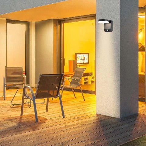 Naświetlacz Projektor Oprawa Elewacyjna V-TAC 17W LED Czujnik Ruchu Okrągła Czarna IP65 VT-11020S 4000K 2520lm