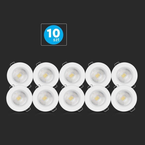 Oczko LED V-TAC SAMSUNG CHIP 5W Hermetyczne IP65 Ściemnialne Białe (Opak. 10szt) VT-885 4000K 440lm 5 Lat Gwarancji