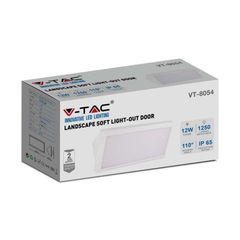 Oprawa Ścienna V-TAC 12W LED Ukośna Biała IP65 VT-8054 3000K 1250lm