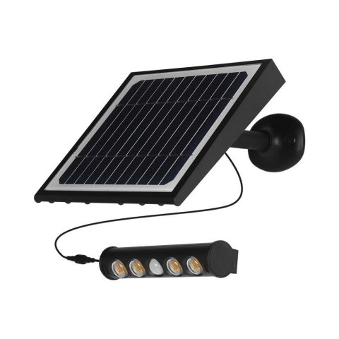 Projektor Solarny 8W LED Czarny 8w1 Czujnik Ruchu IP65 V-TAC 3000K 950lm