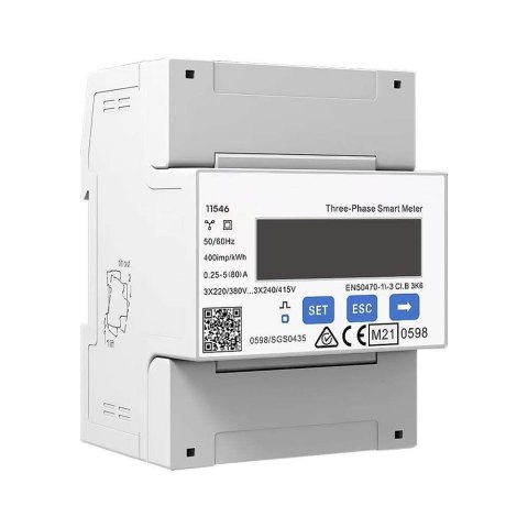 Trójfazowy Licznik Energii V-TAC 3x230/400V 5( 80 )A RS485 4P MID VT-DTSU666