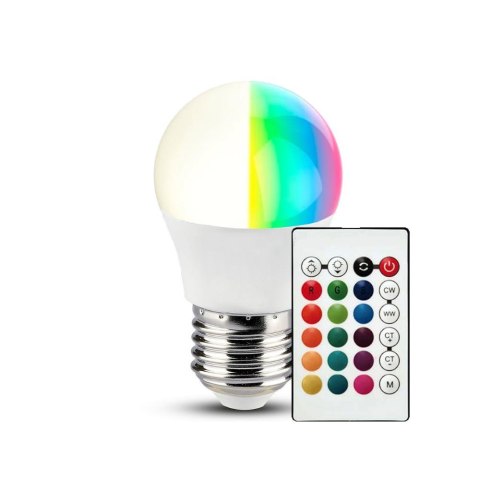 Żarówka LED V-TAC 4,8W E27 Kulka G45 Pilot VT-2224 3000K+RGB 470lm