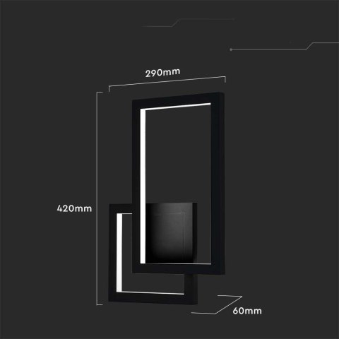 Kinkiet Ścienny LED V-TAC 20W Czarny VT-11120-B 3000K 2400lm