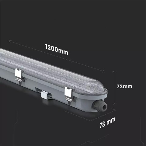 Oprawa Hermetyczna LED Awaryjna CNBOP Batertech SAMSUNG CHIP 36W 120cm 120Lm/W CL SS Clip VT-120136 4000K 4320lm