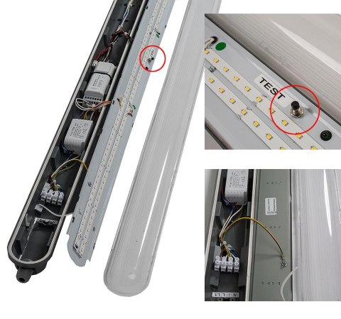 Oprawa Hermetyczna LED Awaryjna CNBOP Batertech SAMSUNG CHIP 48W 150cm 120Lm/W CL VT-155048 6400K 5760lm