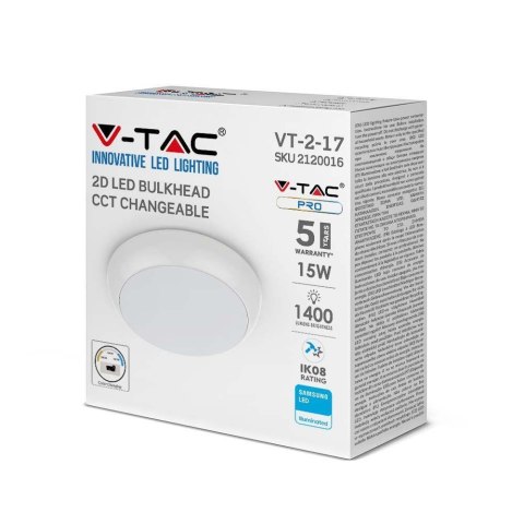 Plafon LED V-TAC 15W SAMSUNG CHIP 3w1 Zmiana koloru CCT VT-2-17 3000K-6500K 1400lm 5 Lat Gwarancji