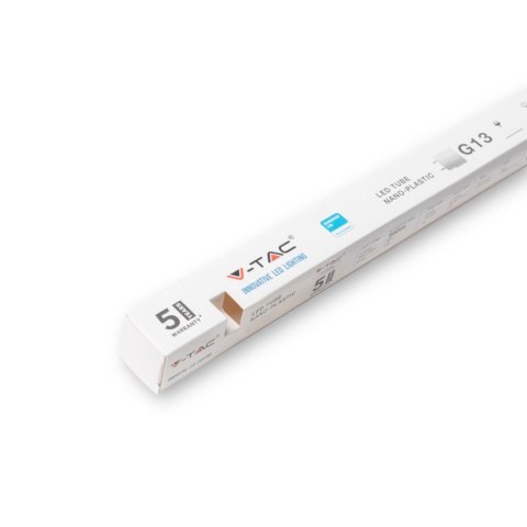 Tuba Świetlówka LED T8 V-TAC SAMSUNG CHIP 120cm 18W G13 Nano Plastic 6400K 1850lm 5 Lat Gwarancji
