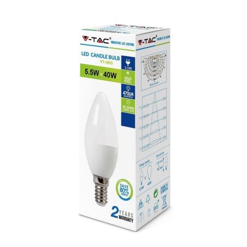 Żarówka LED V-TAC 6W E14 Świeczka VT-1855 4000K 470lm