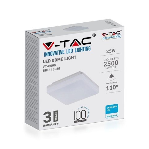 Plafon V-TAC 25W Sufitowy Kwadrat VT-8066 3000K 2000lm