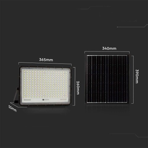 Projektor LED Solarny V-TAC 30W Pilot, AUTO, Timer, IP65 Czarny VT-240W 6400K 2600lm