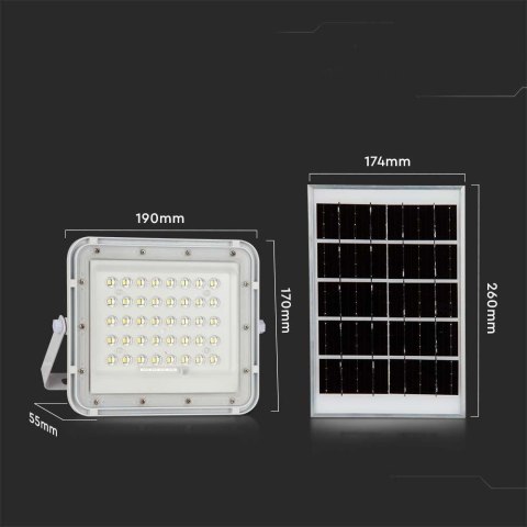 Projektor LED Solarny V-TAC 6W Pilot, AUTO, Timer, IP65 Biały VT-40W-W 4000K 400lm