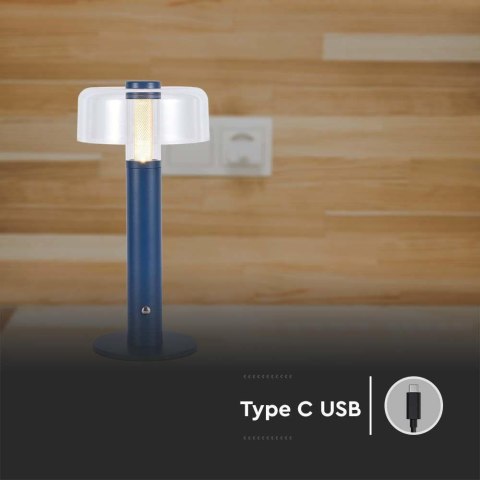 Lampka Biurkowa Nocna V-TAC 1W LED 30cm Ładowanie USB Ściemnianie Filetowa VT-1049 3000K 100lm