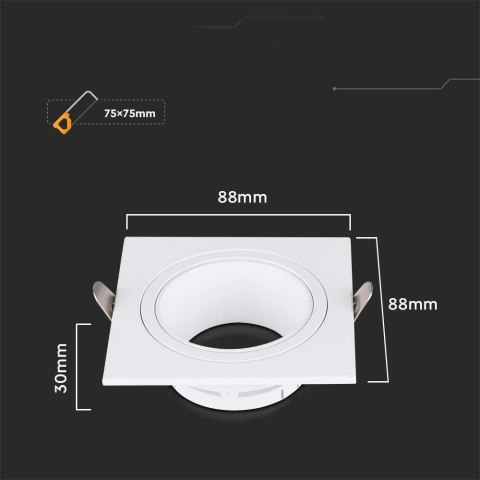 Oczko V-TAC GU10 Kwadratowe Białe VT-443 3 Lata Gwarancji