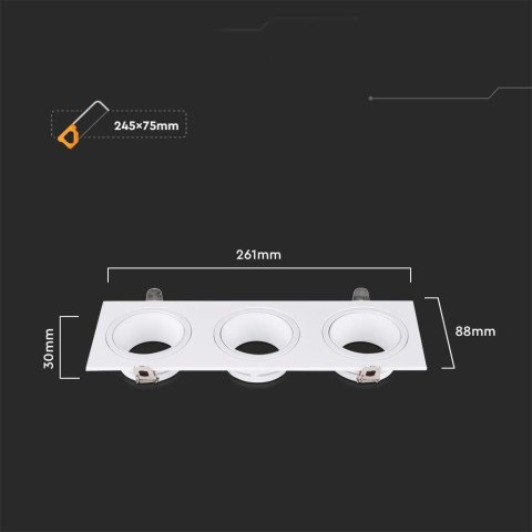 Oprawa Oczko V-TAC 3xGU10 Prostokąt Białe VT-441 3 Lata Gwarancji