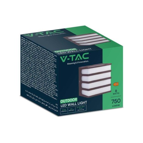 Oprawa Ścienna Ogrodowa V-TAC 8W LED IP65 120x120 Brązowa VT-732 4000K 800lm
