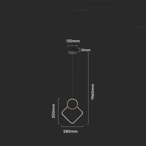 Oprawa Zwieszana V-TAC 12W LED Czarna VT-7917 3000K 1300lm