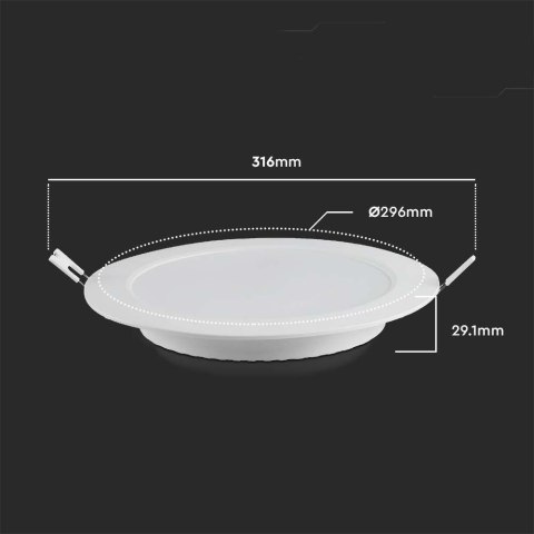 Plafon Panel LED V-TAC Wpuszczany Premium Downlight 24W Okrągły fi300 VT-61024 4000K 2640lm