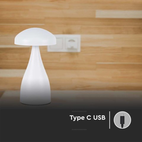 Lampka Biurkowa Nocna V-TAC 1W LED 22cm Ładowanie USB Ściemnianie Biała VT-1041 3000K-6000K 55lm