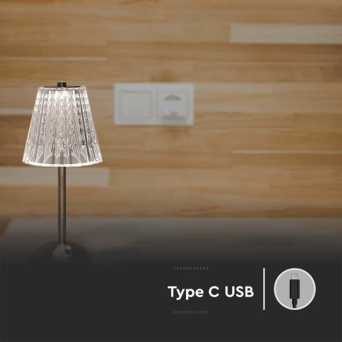 Lampka Biurkowa Nocna V-TAC 3W LED 29cm Ładowanie USB Ściemnianie Piaskowy Brąz VT-1033 3000K-6000K 210lm