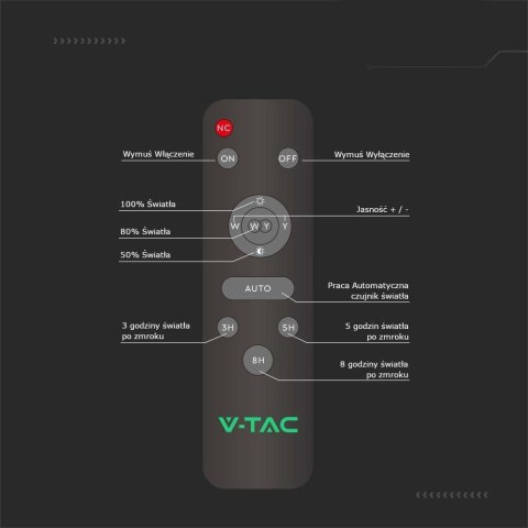 Oprawa Uliczna LED Solarna V-TAC BRIDGELUX CHIP IP65 Pilot LiFePO4 Panel 60W VT-15200ST 6500K 3000lm