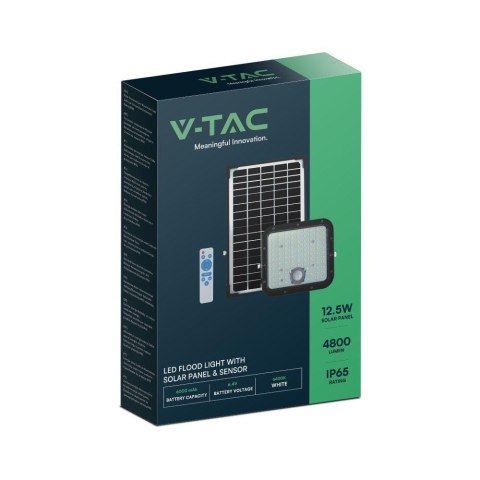 Projektor LED Solarny V-TAC 30W IP65, Pilot Timer, LiFePo 6.4V 6000mA Czarny VT-432 6400K 4800lm