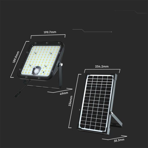 Projektor LED Solarny V-TAC 30W IP65, Pilot Timer, LiFePo 6.4V 6000mA Czarny VT-432 6400K 4800lm