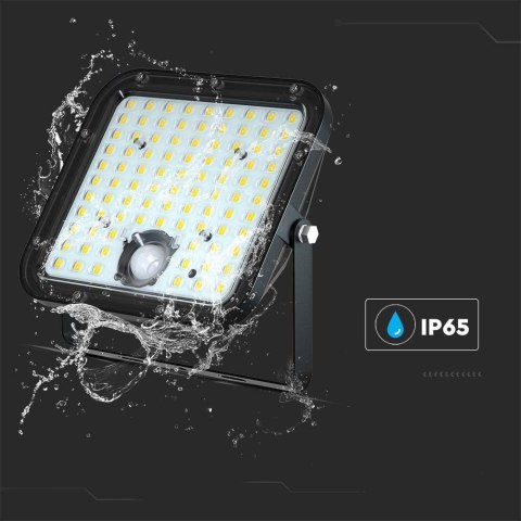 Projektor LED Solarny V-TAC 30W IP65, Pilot Timer, LiFePo 6.4V 6000mA Czarny VT-432 6400K 4800lm