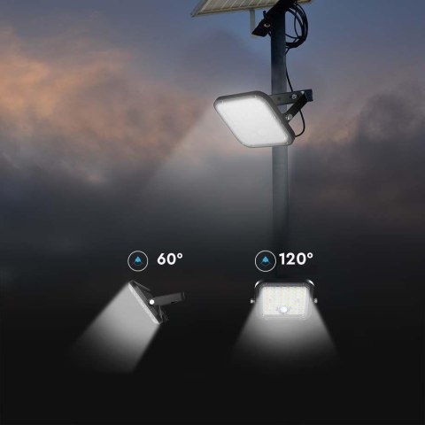 Projektor LED Solarny V-TAC 30W IP65, Pilot Timer, LiFePo 6.4V 6000mA Czarny VT-432 6400K 4800lm