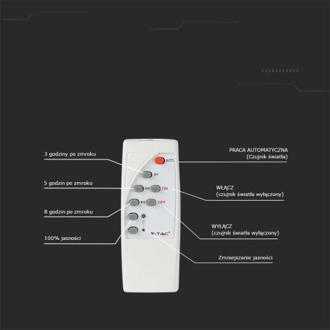 Projektor LED Solarny V-TAC 35W Biały IP65, Pilot, Timer VT-100W 6400K 2450lm