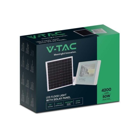 Projektor LED Solarny V-TAC 50W Biały IP65, Pilot, Timer VT-300W 4000K 4200lm