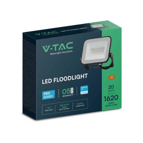Naświetlacz Projektor LED V-TAC 20W SAMSUNG CHIP PRO-S Czarny VT-44020 6500K 1620lm 5 Lat Gwarancji