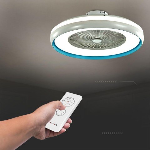 Wentylator Sufitowy V-TAC 45W LED Pilot RF CCT Niebieski VT-5022 3000lm