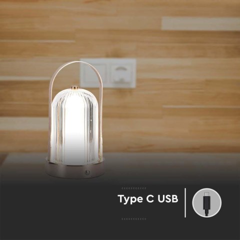 Lampka Biurkowa Nocna V-TAC 1W LED 22cm Ładowanie USB Ściemnianie Matowe Złoto VT-1057 3000K-6000K 55lm