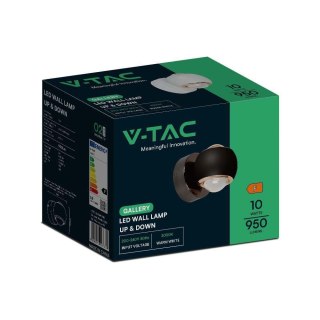Oprawa Ścienna V-TAC 10W LED Kinkiet Góra Dół Czarna VT-7504 3000K 950lm