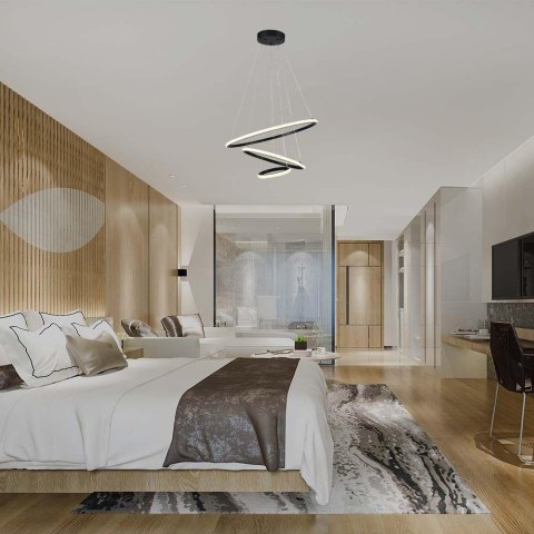 Lampa Wisząca Żyrandol Oprawa Zwieszana V-TAC 32W LED Czarna VT-7816 3000K 3880lm