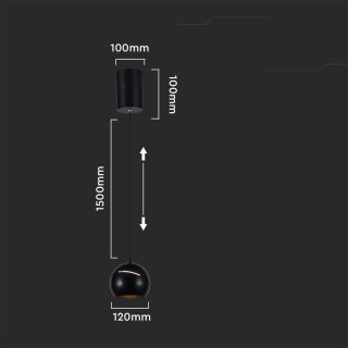 Oprawa Zwieszana V-TAC LED 8,5W 150cm Regulowana Czarna VT-7797 3000K 850lm