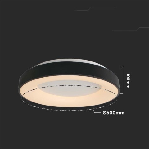 Plafon Sufitowy V-TAC 49W LED Ściemnialny 60x9cm Czarny VT-7925 3000K 5220lm