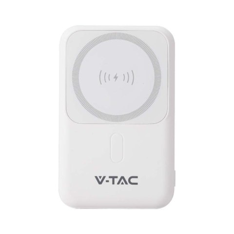 Power Bank V-TAC 10000mAh SLIM TYPE C Biały Ładowanie bezprzewodowe VT-3529