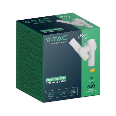 Kinkiet Ścienny V-TAC 6W LED IP44 Biały VT-1186 3000K 620lm
