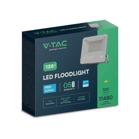 Naświetlacz Projektor LED V-TAC 100W 135Lm/W SAMSUNG CHIP Czarny VT-44101 4000K 11480lm 5 Lat Gwarancji