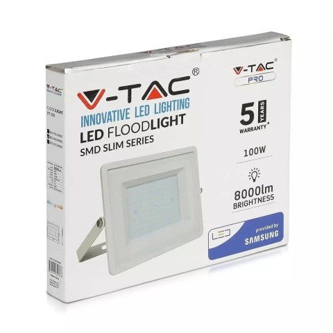 Projektor LED V-TAC 100W SAMSUNG CHIP Biały VT-100 6400K 8000lm 5 Lat Gwarancji