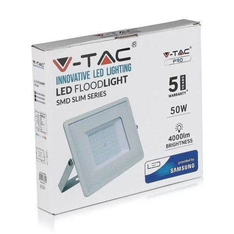 Projektor LED V-TAC 50W SAMSUNG CHIP Biały VT-50 6400K 4000lm 5 Lat Gwarancji
