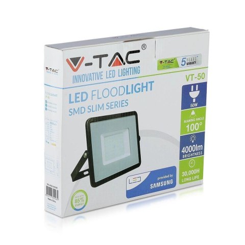 Projektor LED V-TAC 50W SAMSUNG CHIP Czarny VT-50 6400K 4000lm 5 Lat Gwarancji
