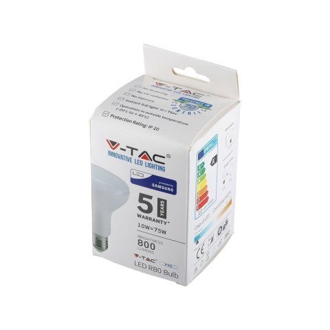 Żarówka LED V-TAC SAMSUNG CHIP 10W E27 R80 VT-280 6400K 800lm 5 Lat Gwarancji