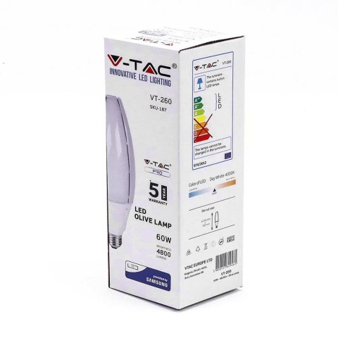 Żarówka LED V-TAC SAMSUNG CHIP 60W E40 VT-260 4000K 4800lm 5 Lat Gwarancji