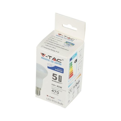 Żarówka LED V-TAC SAMSUNG CHIP 6W E14 R50 VT-250 3000K 470lm 5 Lat Gwarancji