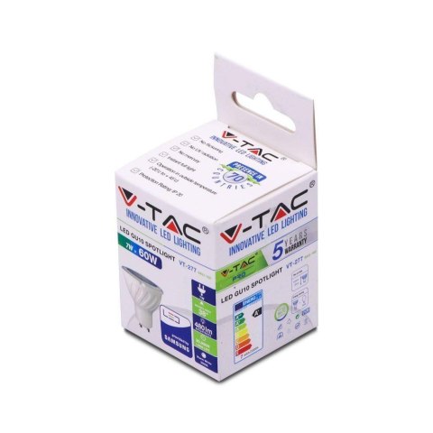 Żarówka LED V-TAC SAMSUNG CHIP 7W GU10 38st VT-277 3000K 480lm 5 Lat Gwarancji
