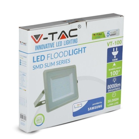 Projektor LED V-TAC 100W SAMSUNG CHIP Szary VT-100-G 6400K 8000lm 5 Lat Gwarancji